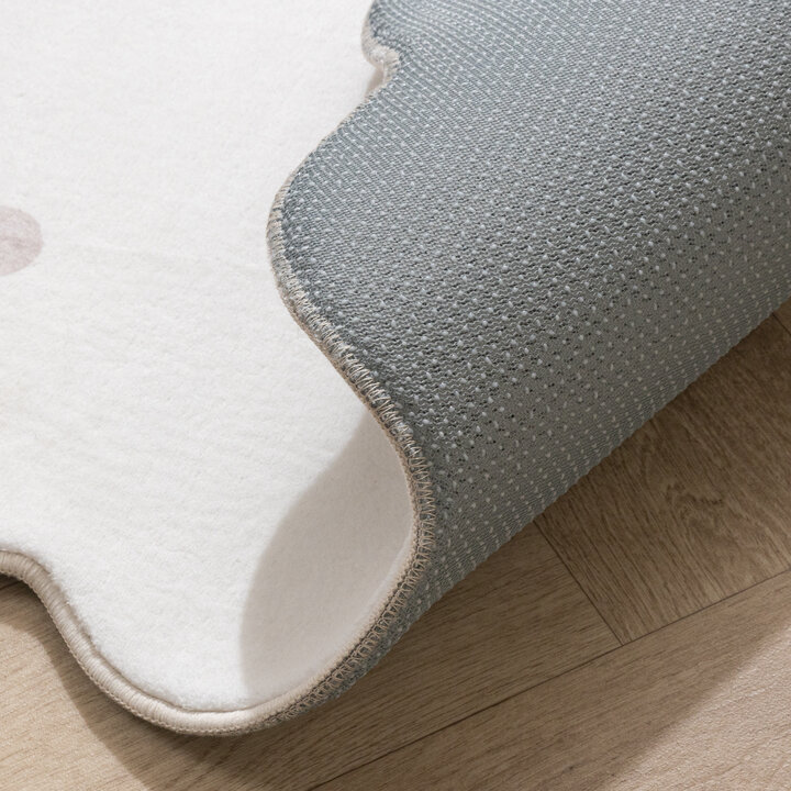Rond wasbaar vloerkleed - Cloudy Stippen Wit