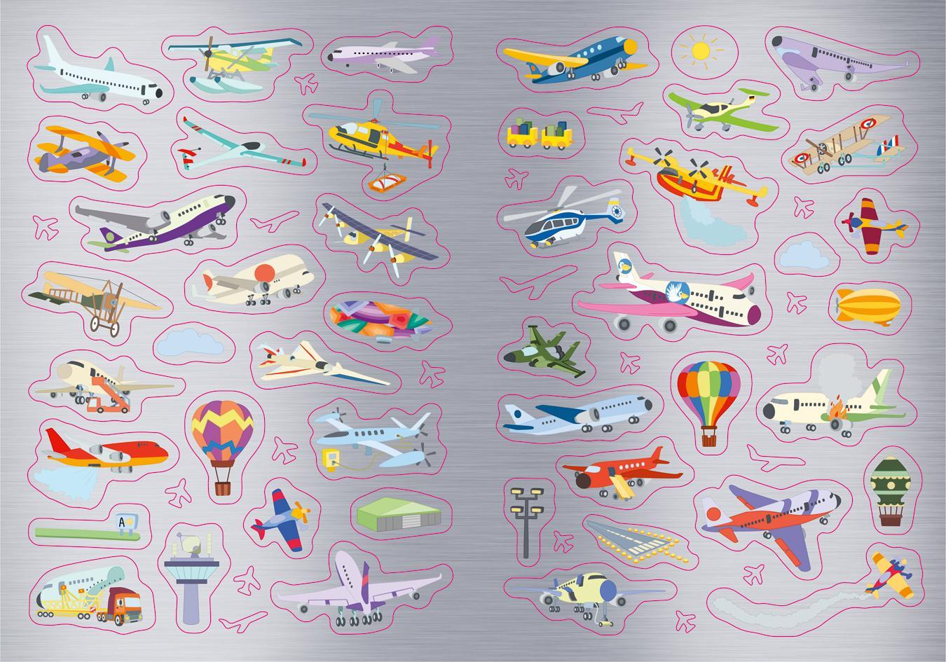 Metallic-Sticker Malbuch. Flugzeuge