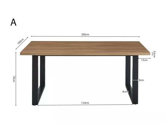 Table à manger EDWAR longueur 200cm en décor chêne vieilli, idéal pour une salle à manger conviviale