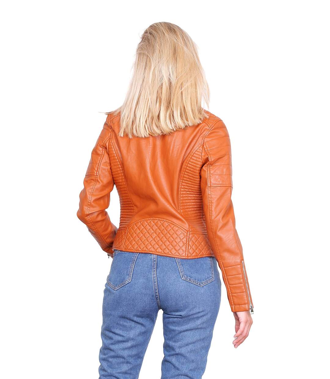Blouson femme court  manches longues de couleur marron