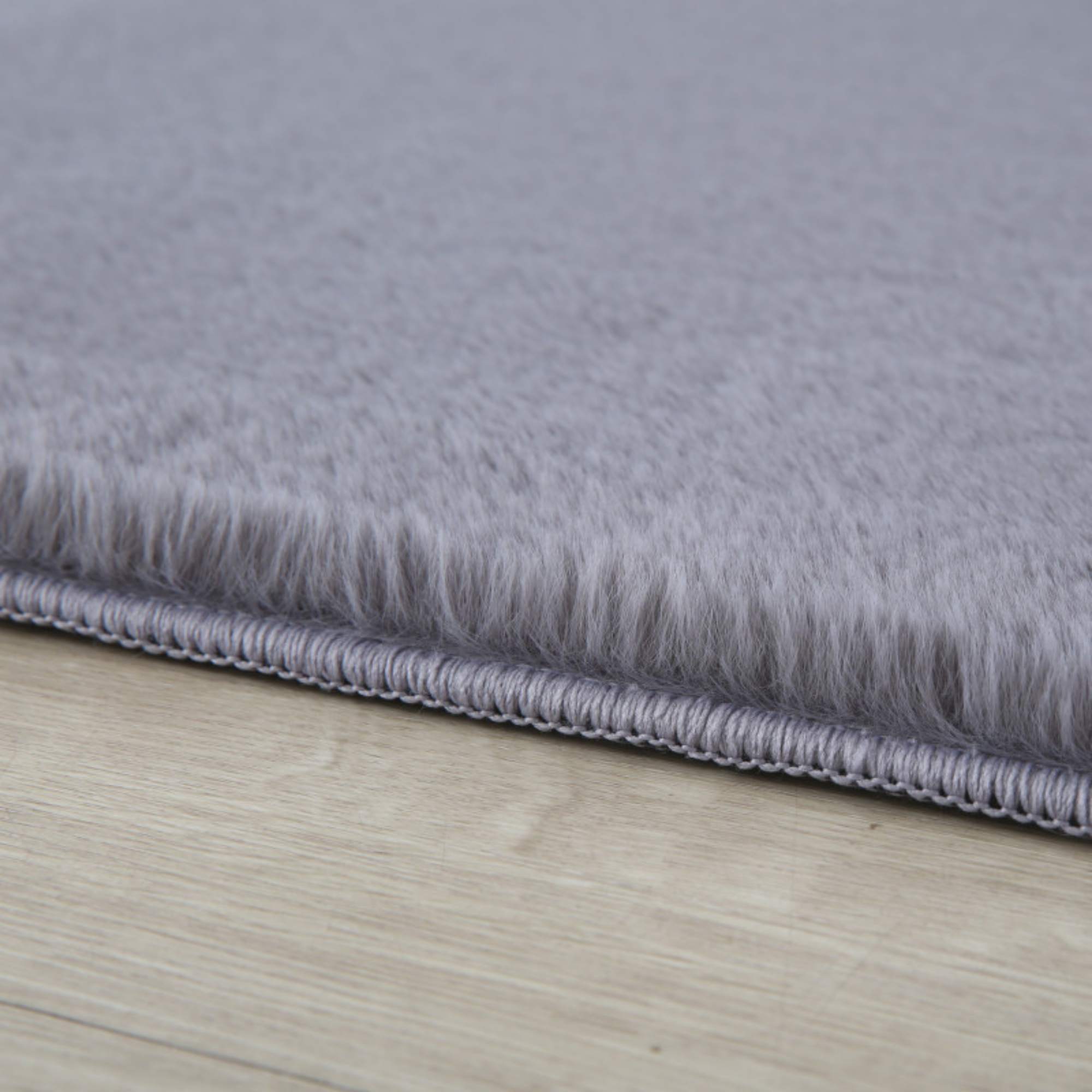 Weicher Hochflor Teppich Wohnzimmer Einfarbig, Felloptik, Flauschig, Rutschfest,