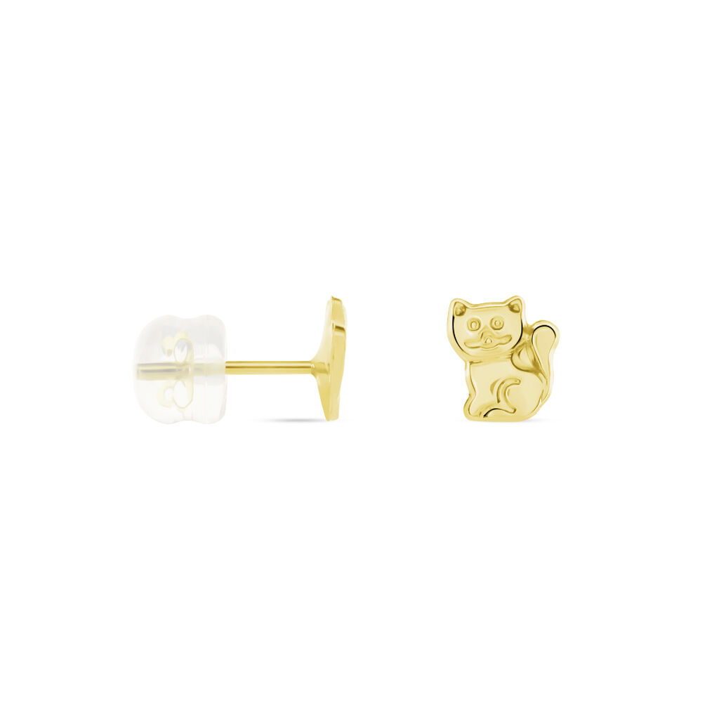 Boucles D'oreilles Puces Florenta Chat Or Jaune