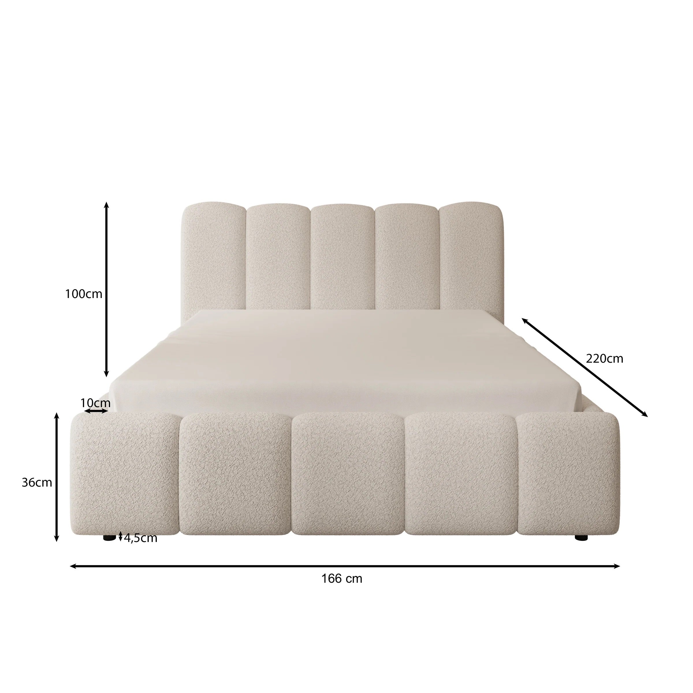 Nolena - Tweepersoonsbed - Beige teddystof - 140x200 cm