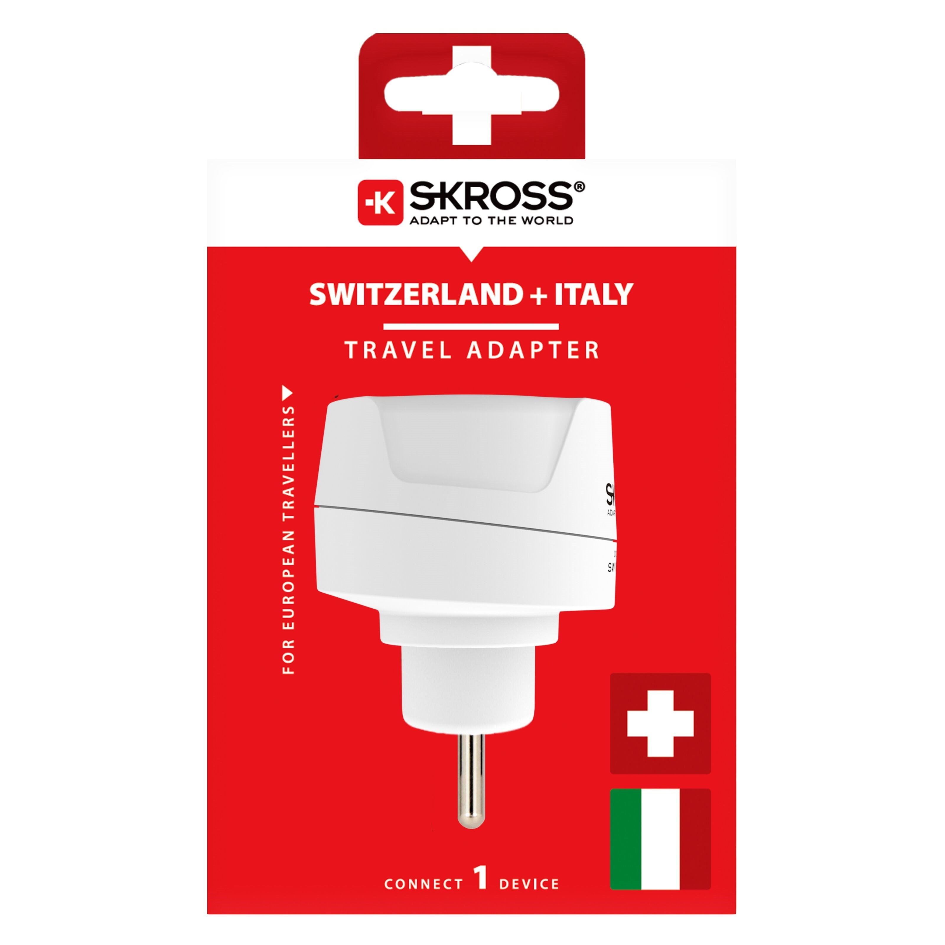 Skross Jordet reiseadapter - Sveits, Italia og Brasil