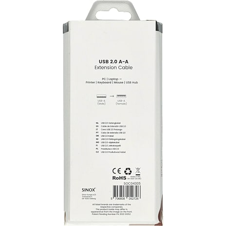 Sinox USB 2.0 forlængerkabel - 5 meter