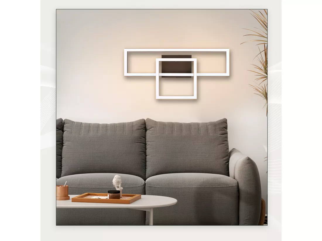 NETTLIFE Plafonnier LED plafonnier salon 20W blanc chaud design moderne lampe noire carrée