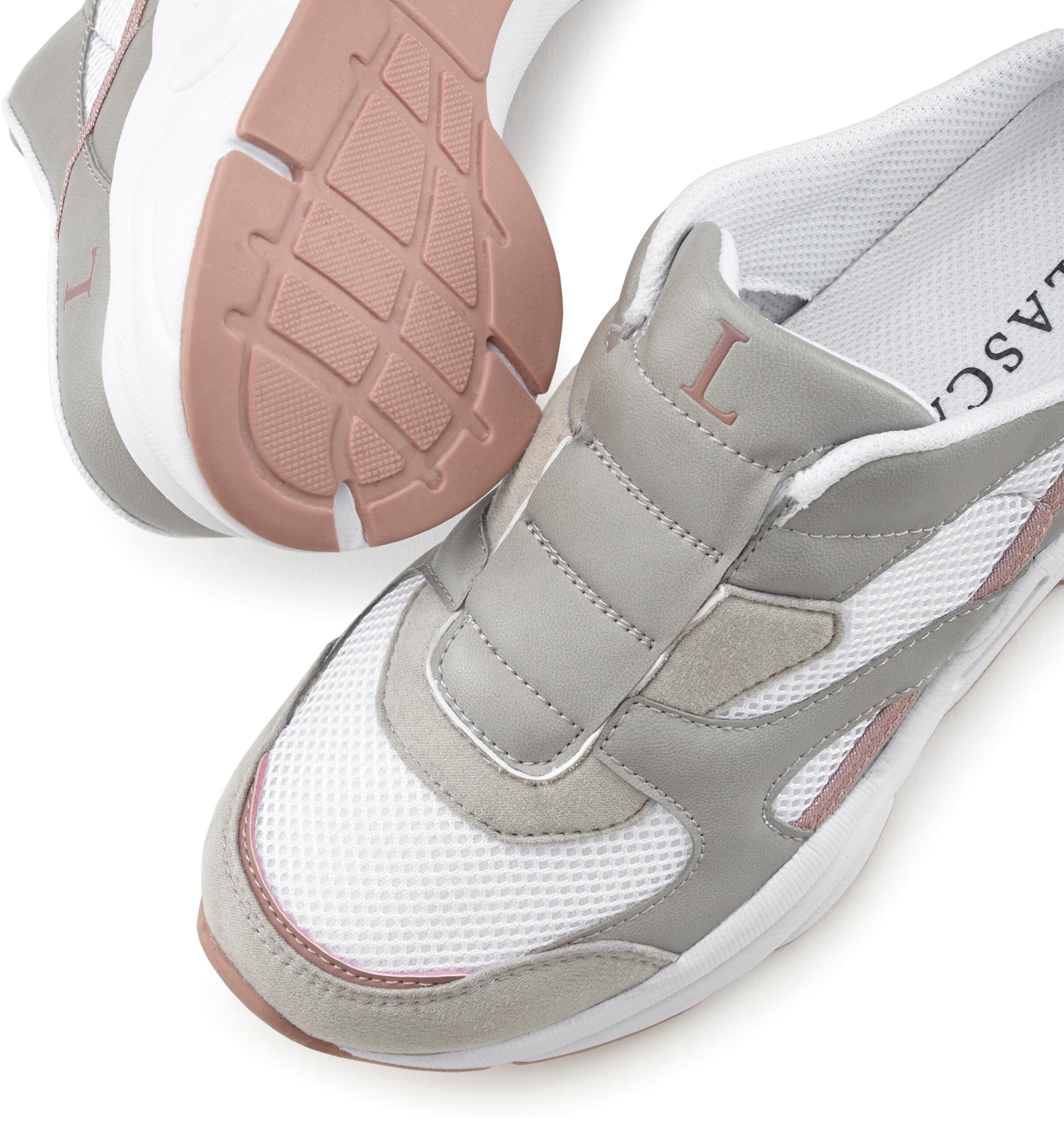 LASCANA Slip-On Sneaker in weiß-grau-rosé