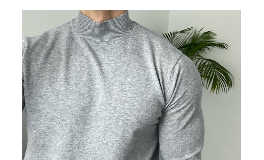 Okwano - Effen gebreide top met lange mouwen en mockneck