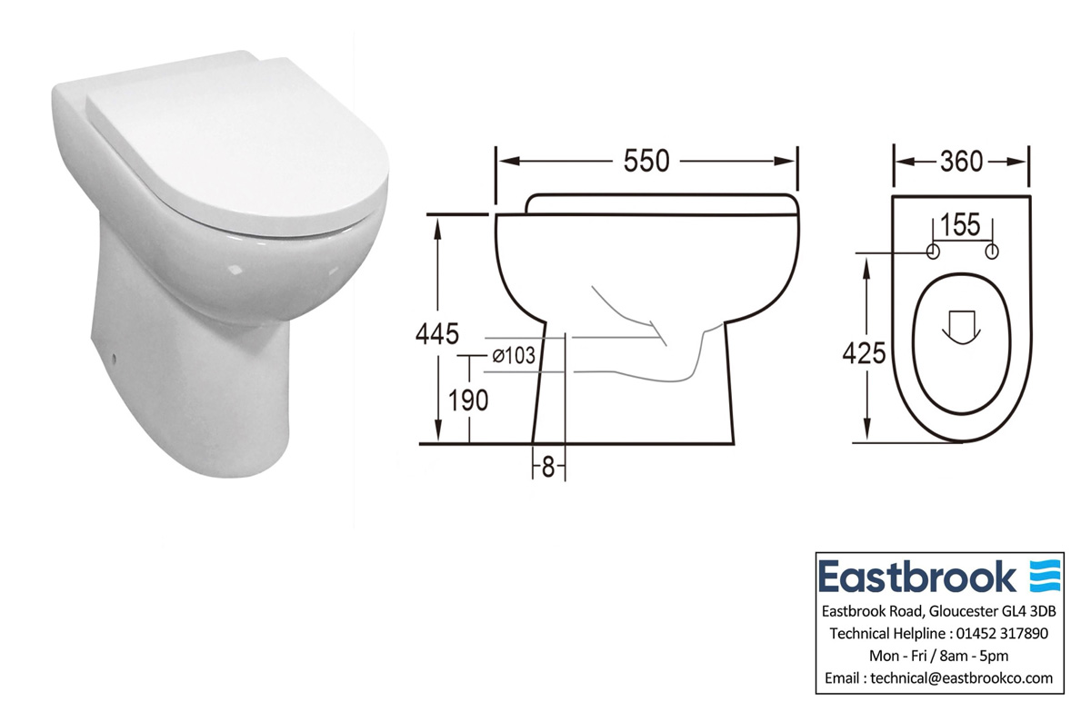 Eastbrook Osterley Comfort staand toilet met vortex spoeling wit glans