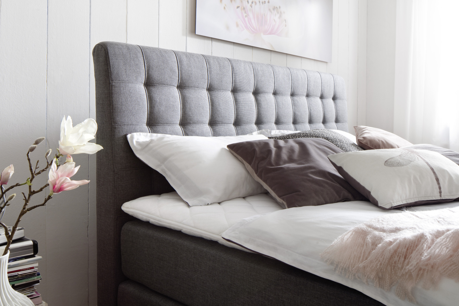 Boxspringbett - anthrazit - H2 - Kaltschaum - 160x200 cm