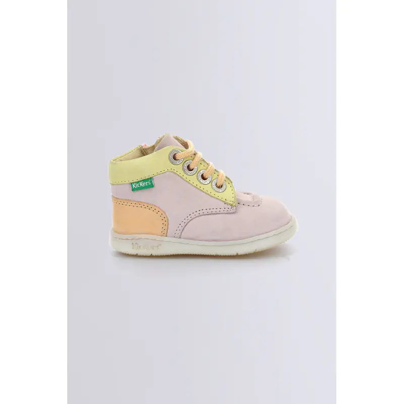 Kickiconic Rose jaune abricot BOTTILLONS Cuir Mixte