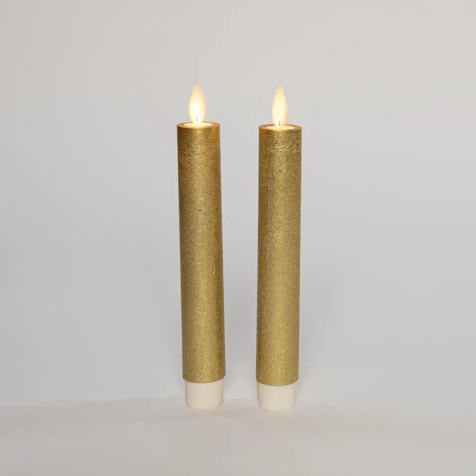 Anna's Collection LED dinerkaarsen - 2x - goud - 18 cm