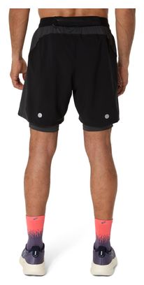Short 2-en-1 Asics Road 7in Noir Homme