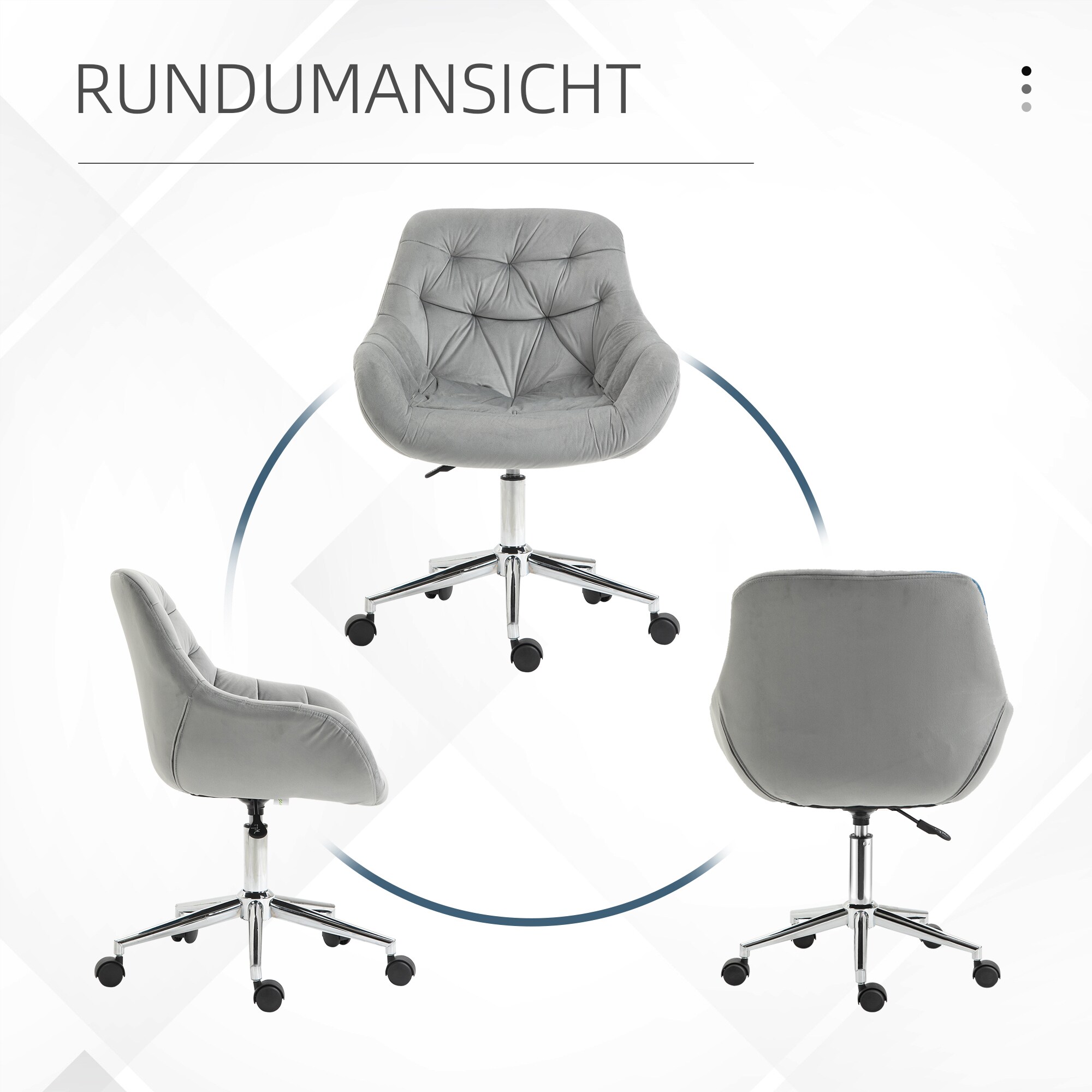 Vinsetto Bürostuhl mit Polsterung grau 59B x 58T x 90H cm