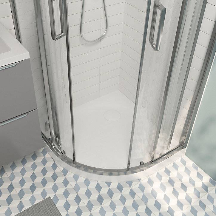 Receveur de douche 90 x 90 cm quart de cercle, résine, blanc, GoodHome Cavally