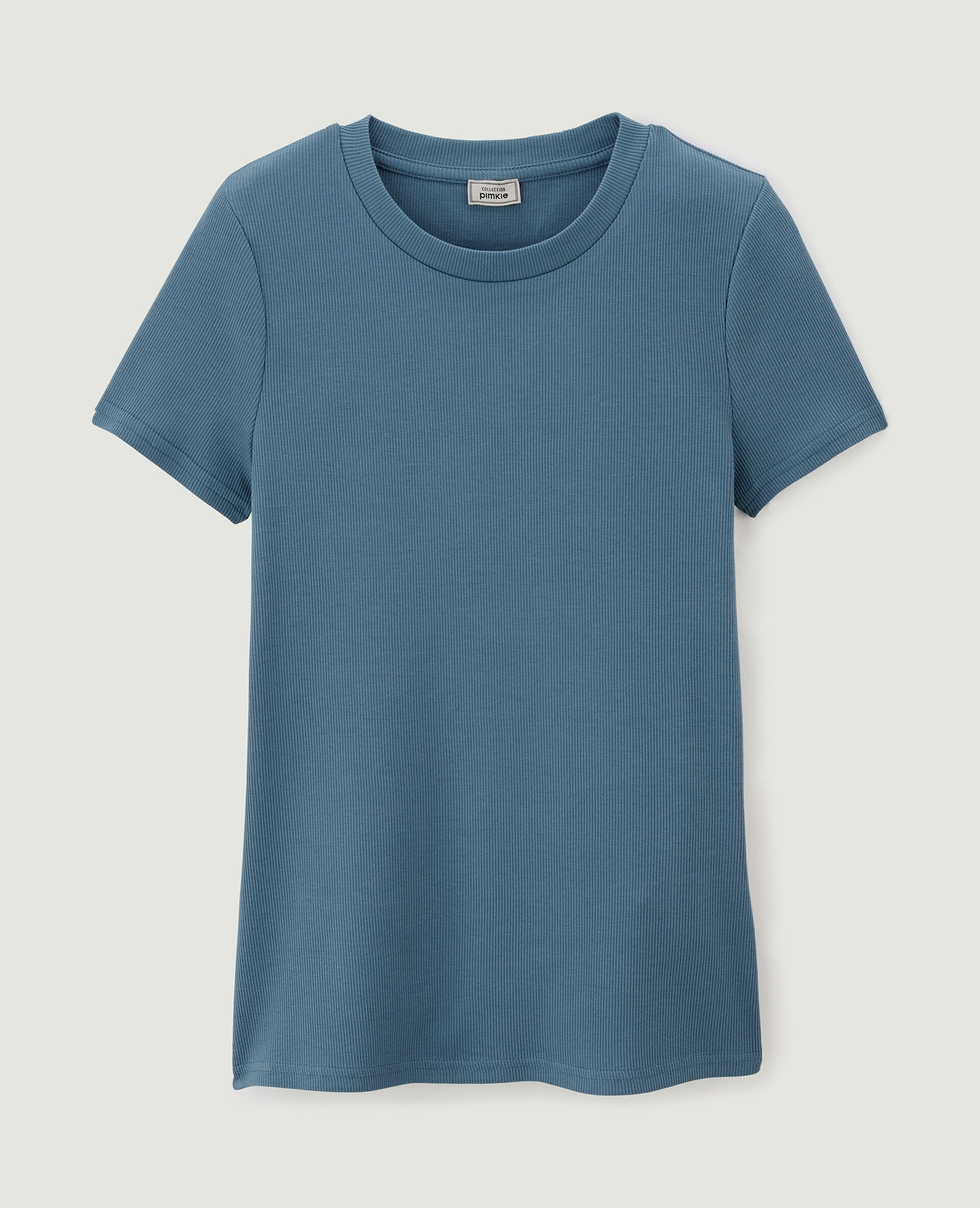 Top maille côtelée - Bleu
