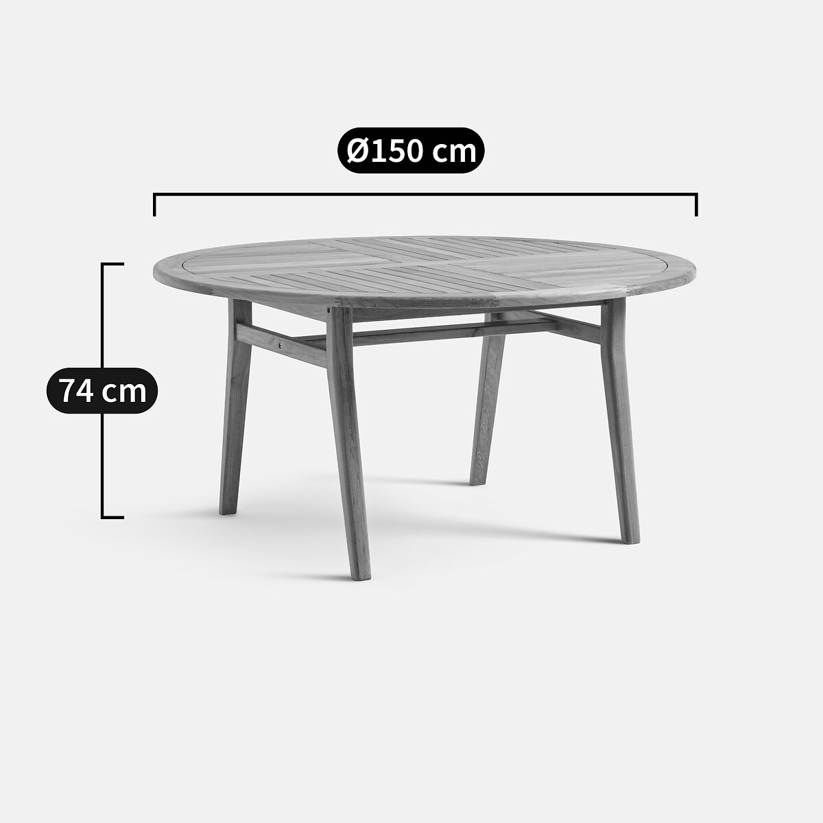 LA REDOUTE INTERIEURS<br>Mesa redonda de jardim em madeira maciça de teca Anami