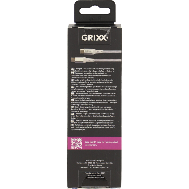Grixx USB-C to USB-C white 1 meter