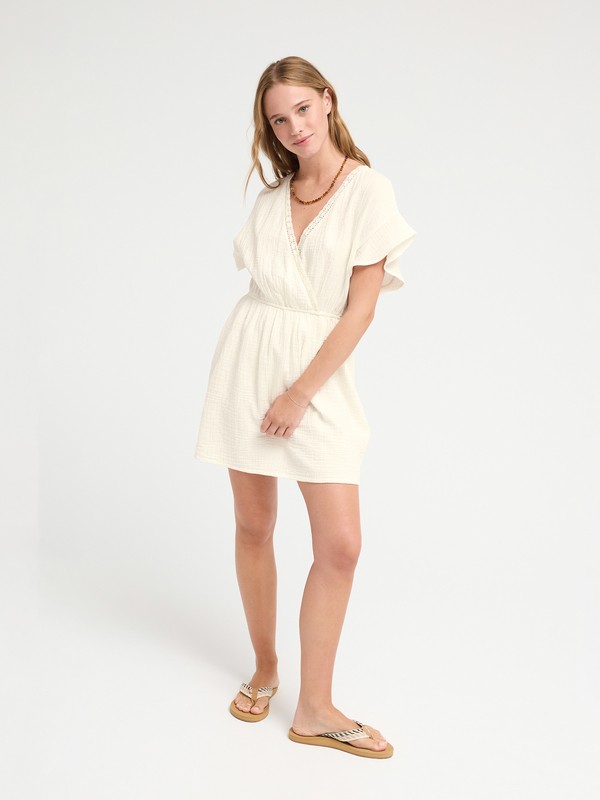 Bright Mornings Mini Robe portefeuille Blanc Femme