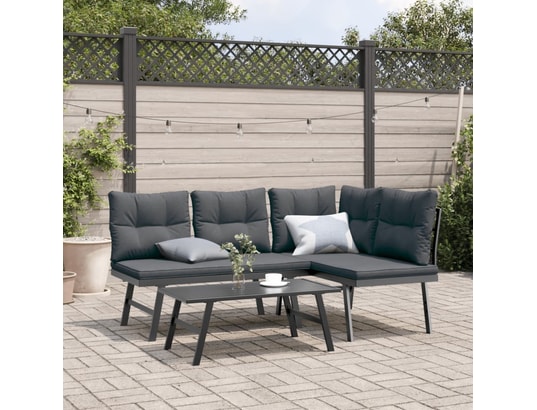 VIDAXL - Banc de jardin Bancs de jardin avec coussins lot de 2 acier enduit de poudr...