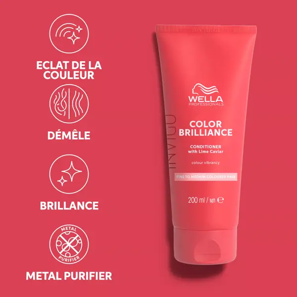 Condicionador Wella Professionals Invigo Color Brilliance para cabelos finos a médios coloridos, 200ml