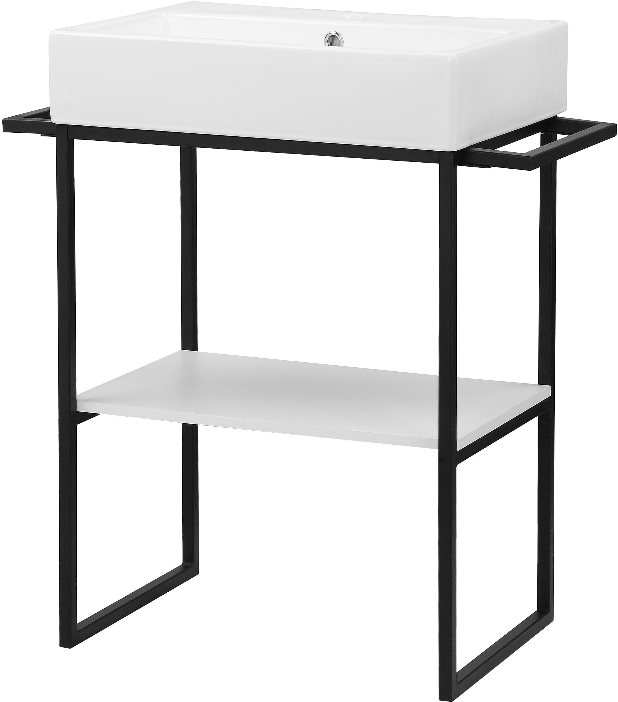 welltime Waschtisch »Stockholm« Badmöbel Metalloptik inkl. Becken, Breite 60 cm Waschplatz