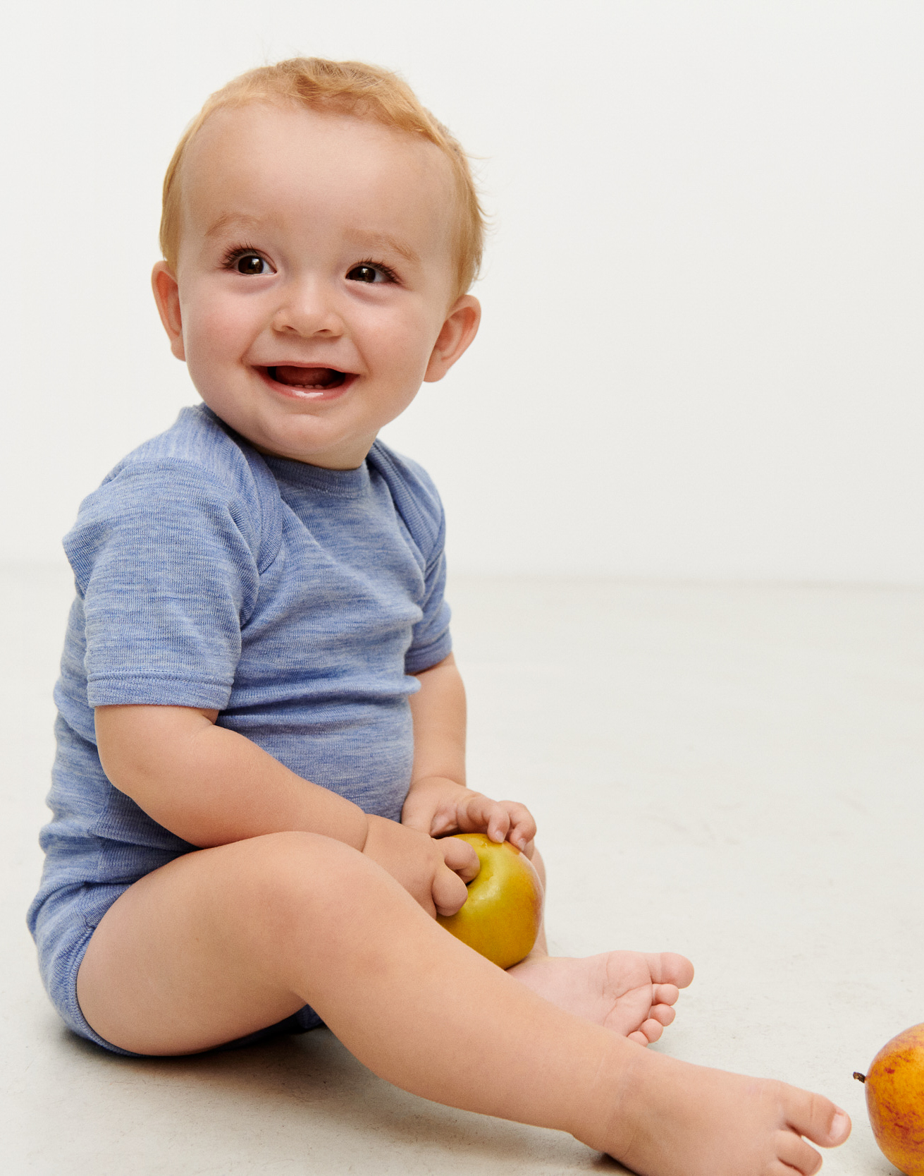 Romper met korte mouw van merinowol voor baby's