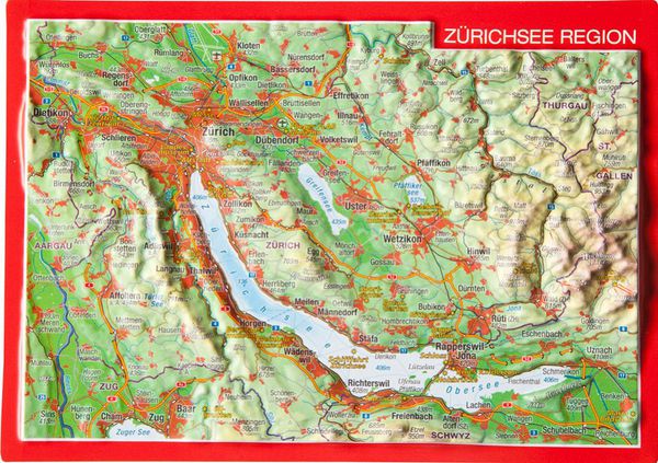 GEORELIEF ZÜRICHSEE 3D-Postkarte