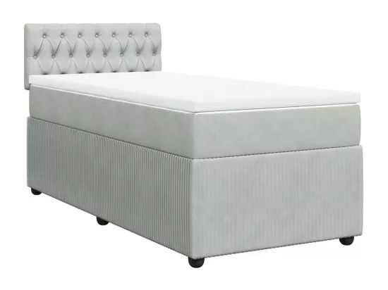 Sommier à lattes de lit et matelas Gris clair 90x190 cm Velours