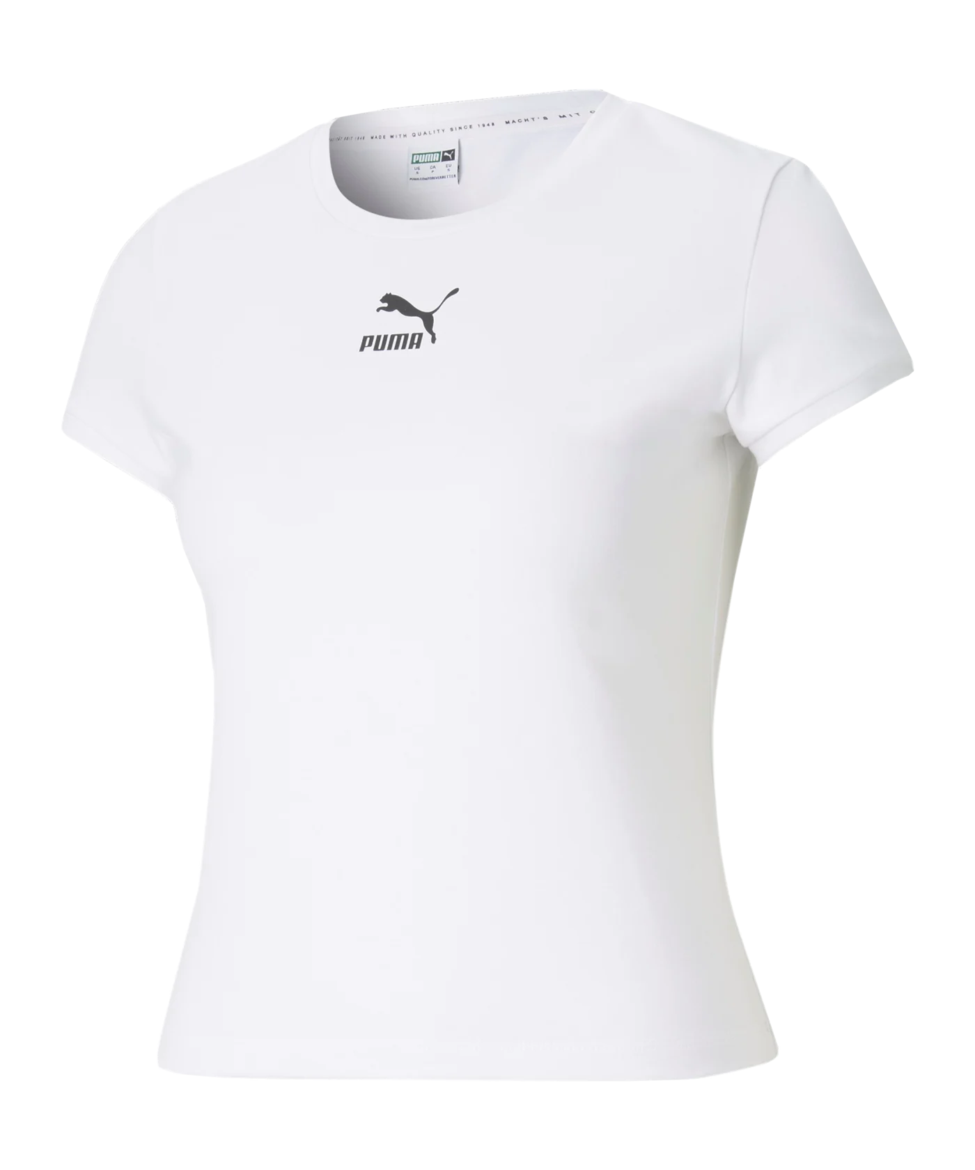 PUMA Classics Fitted T-Shirt Damen Weiss F02