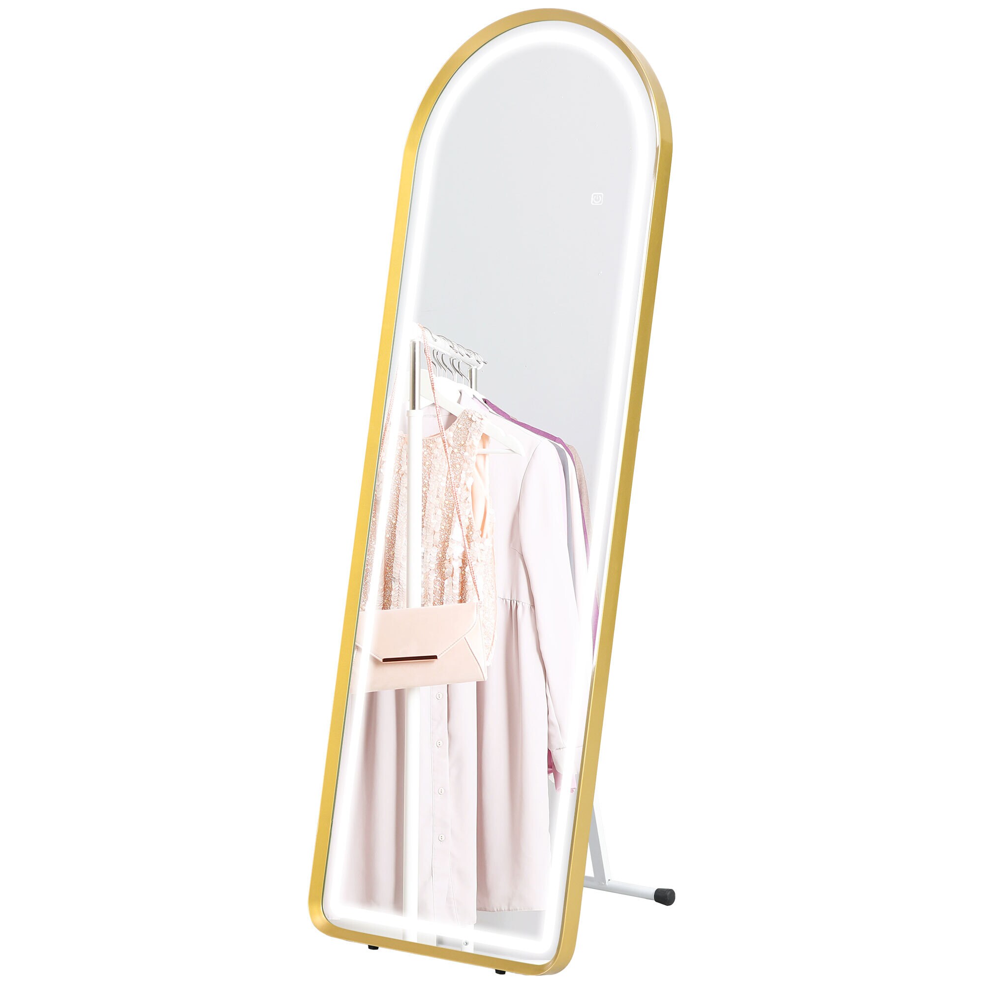 HOMCOM Ganzkörperspiegel mit Beleuchtung gold 151,5L x 50B x 4H cm