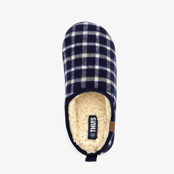 Thu!s heren pantoffels blauw geruit
