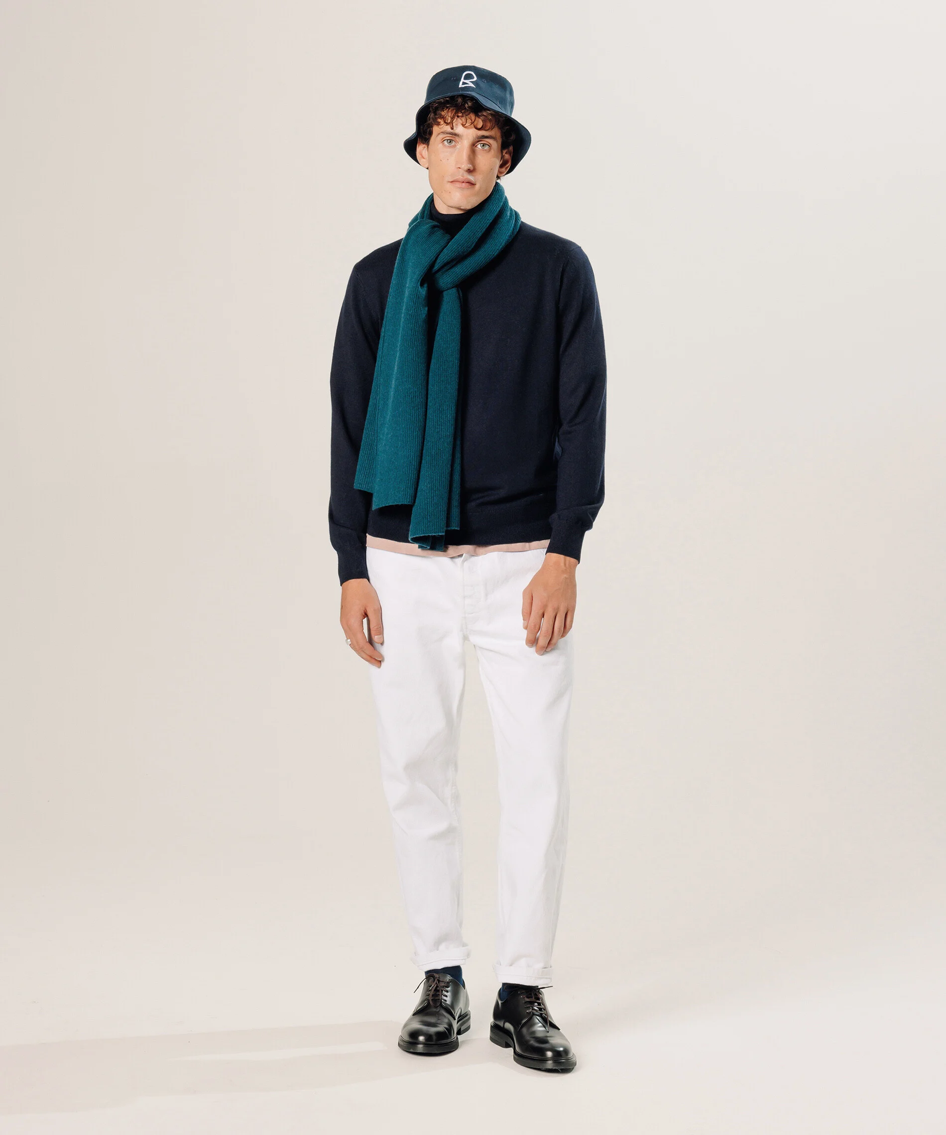 Pull col roulé en laine mérinos | Bleu