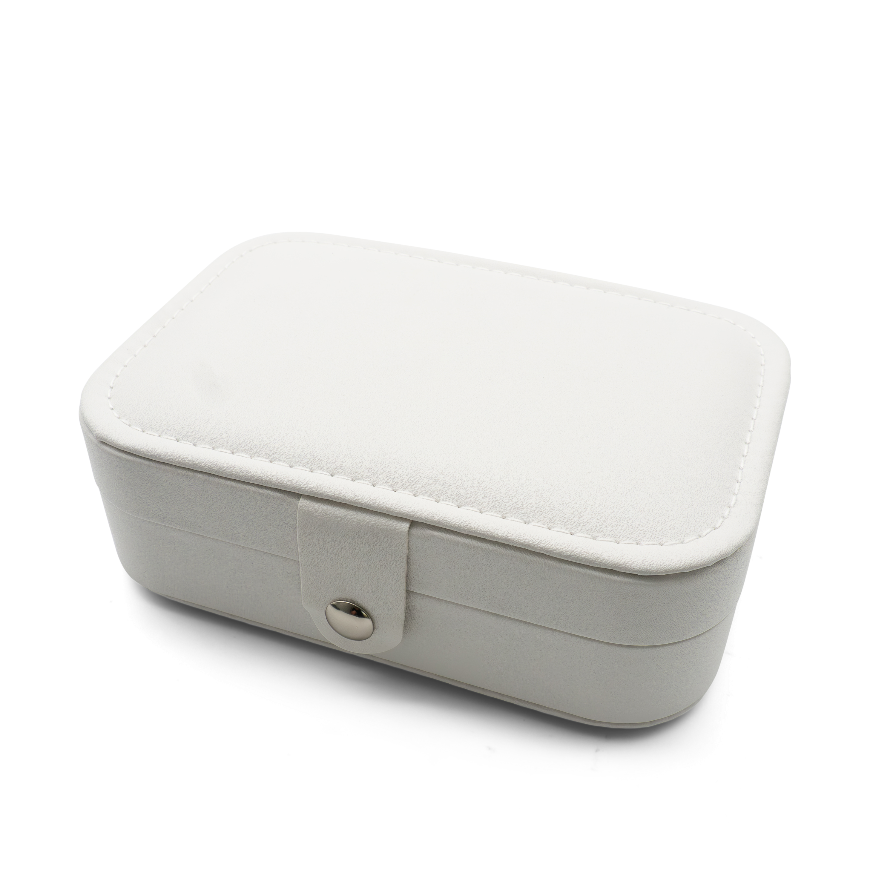 (16x11x5cm) Leder Schmuckschatulle Reise Aufbewahrungsbox Organizer für Ringe / Halskette / Ohrringe / Armbänder - Weiss