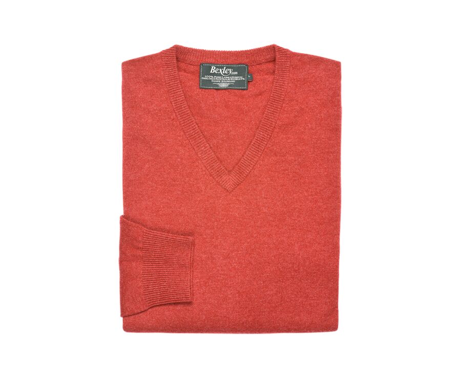 Pull col V homme laine Rouge Chiné - ELIAN