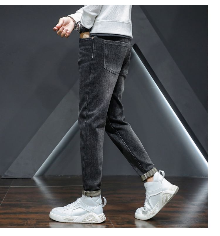Nataro - Hoge taille gewassen taps toelopende jeans
