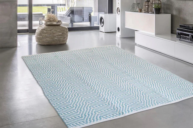 calo-deluxe Teppich »Luba 433« rechteckig 7 mm Höhe reine Baumwolle, handgewebt, Wohnzimmer, Kinderzimmer
