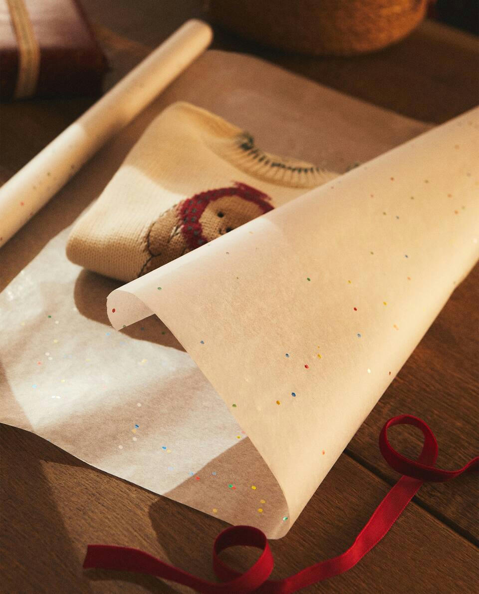 Papel de embrulho de Natal multicolorido com glitter
