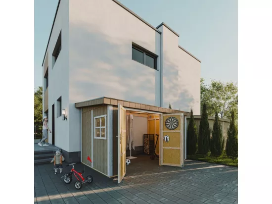Abri de Jardin Qualité Premium 8,68 m² - H231x248x412 cm - Sans plancher e paroi latérale - Timbela M939B-HARVEST HONEY