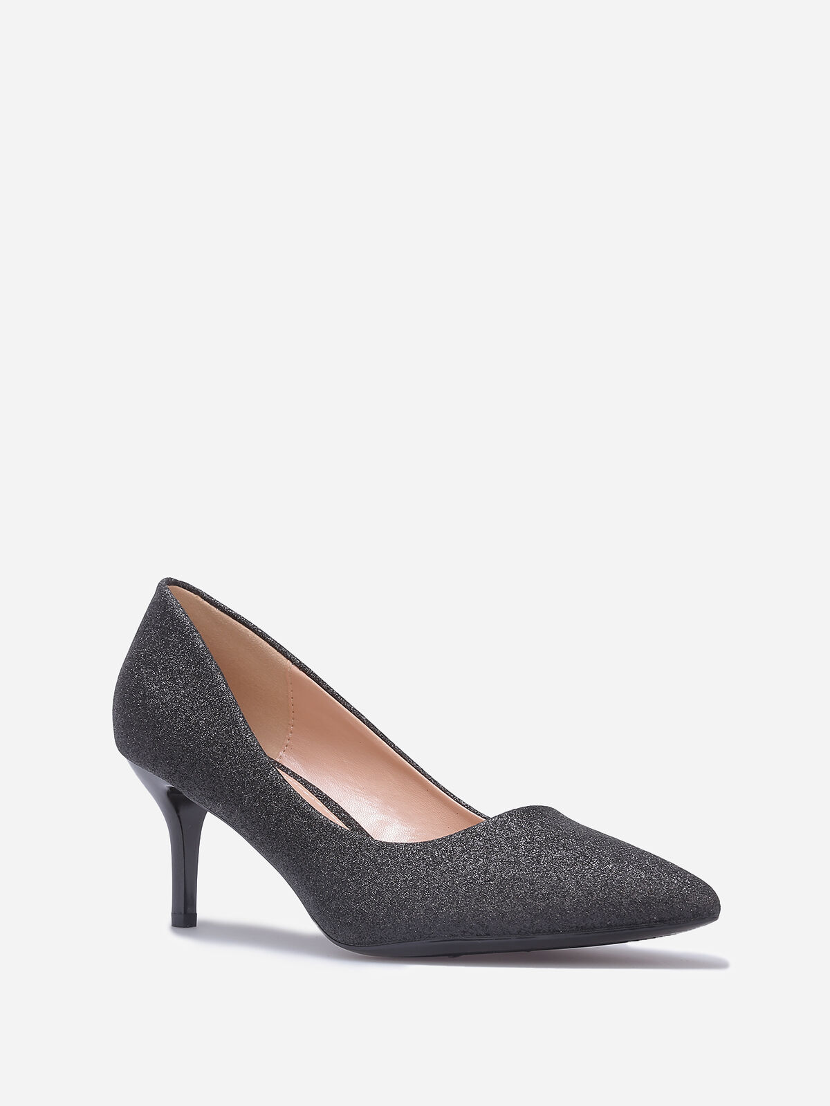 Escarpins pailletés à talon fin- Noir