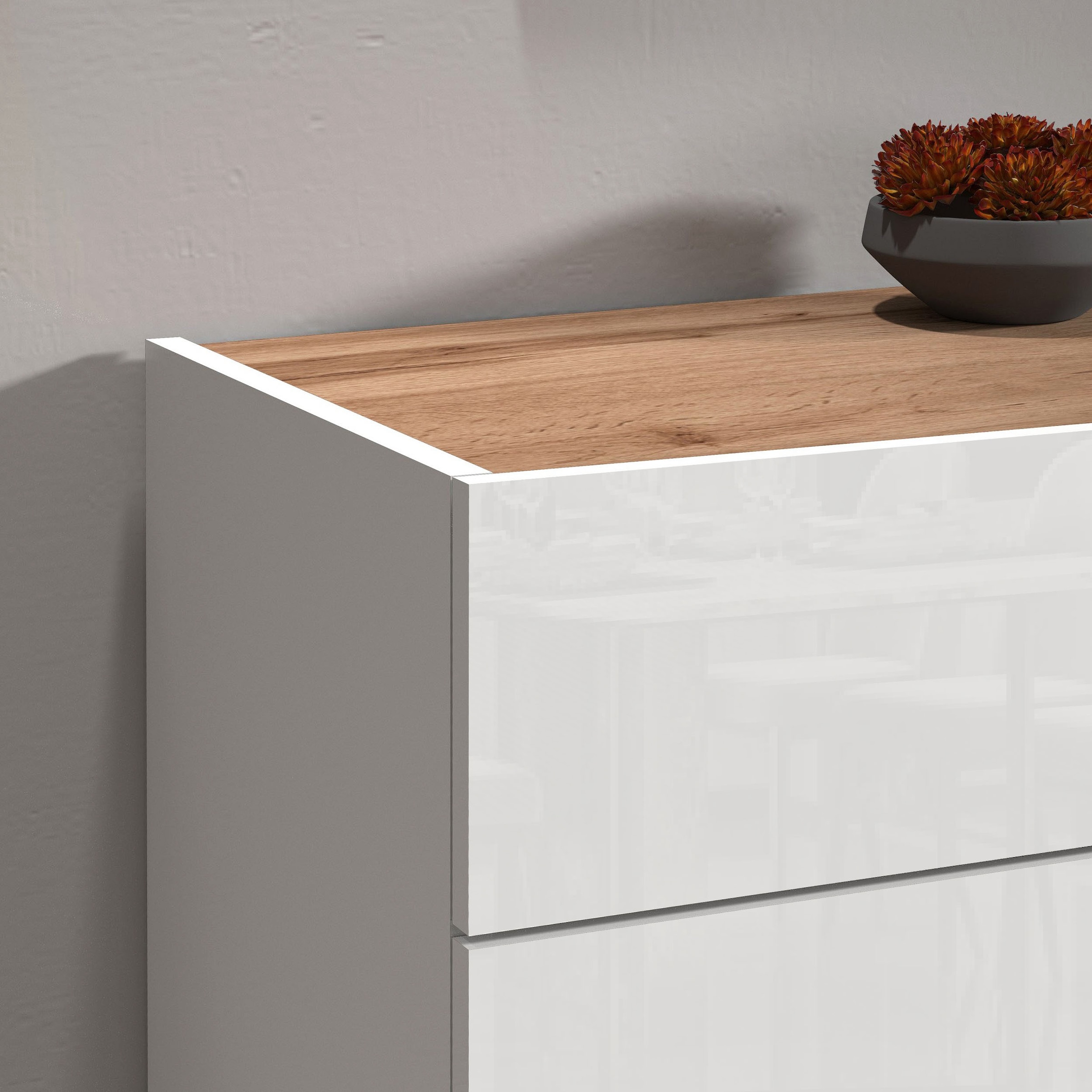 GOODproduct Sideboard »Garda, Kommode, Schrank, 2 Türen, 1 Schublade, Made in Italy« Hochglanzlackierte Fronten, Korpus matt, grifflos, Breite 80,9 cm