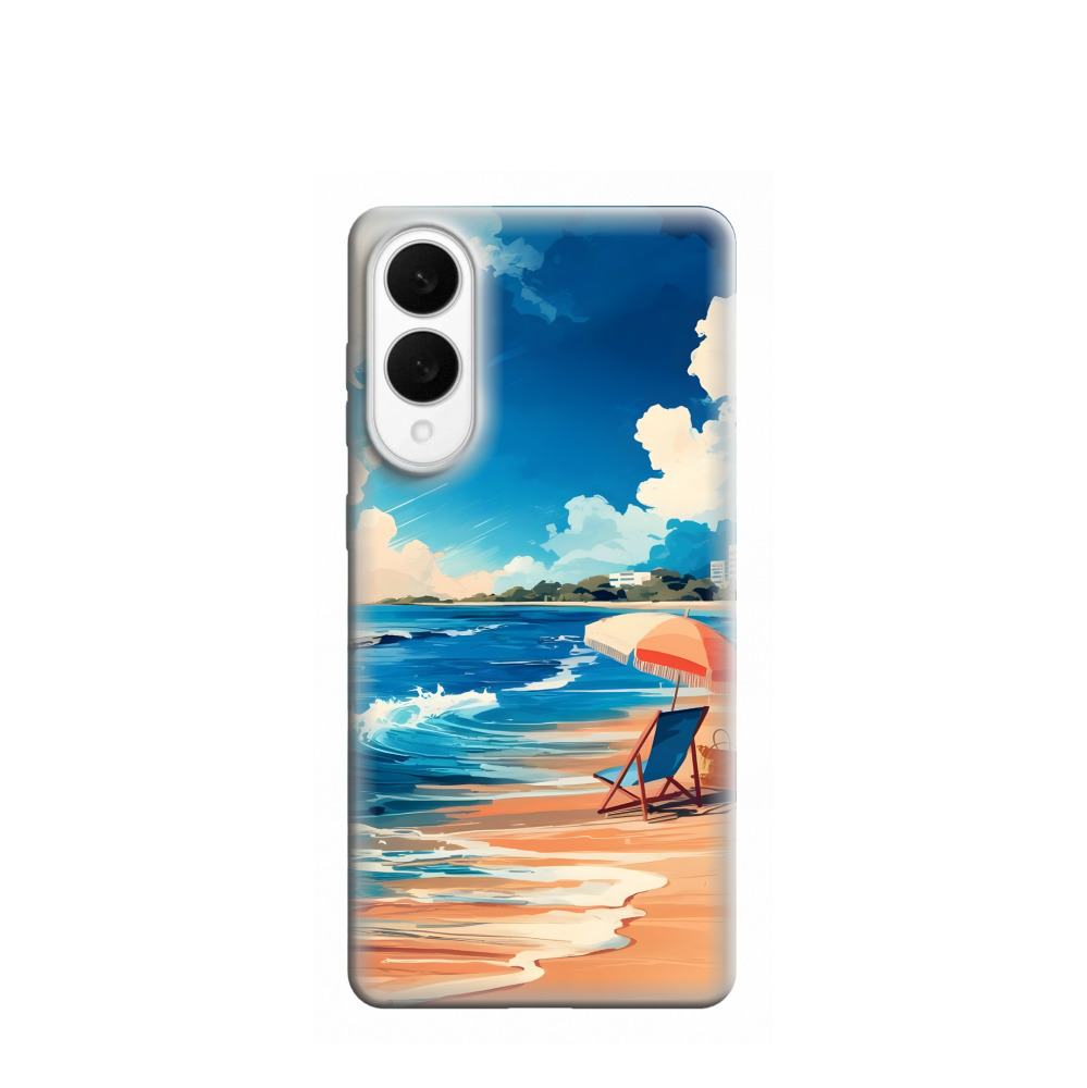 Samsung Galaxy S25 Edge Gummi Hülle Aquarell Sommer 2 - Blau