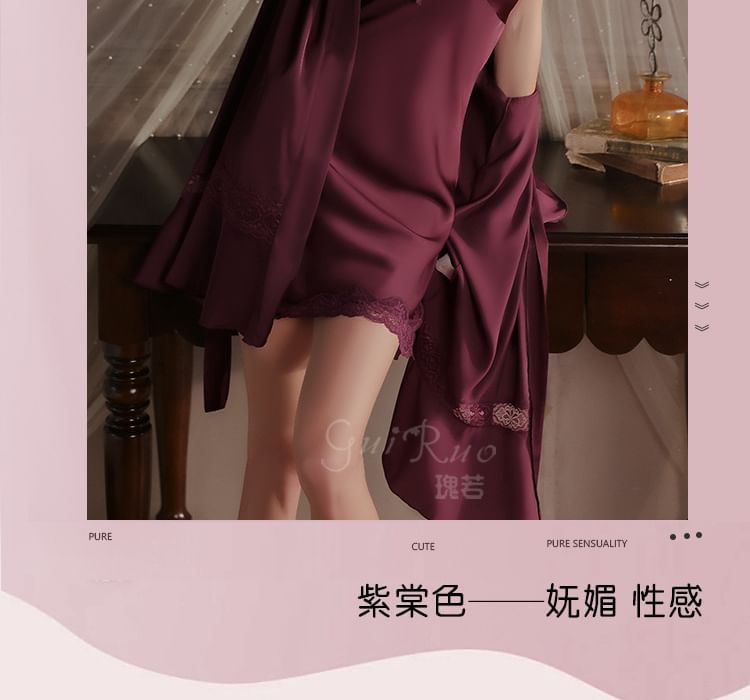 Sithon - Lingerie Babydoll / Robe met kanten rand