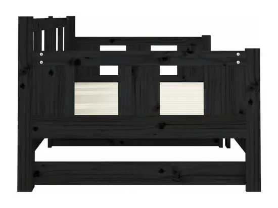 Lit coulissant sans matelas noir bois de pin massif