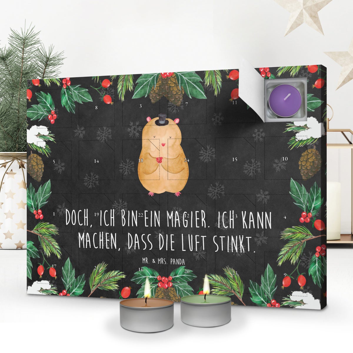 Mr. & Mrs. Panda Geurkaars Adventskalender Hamsterhoed - Zwart