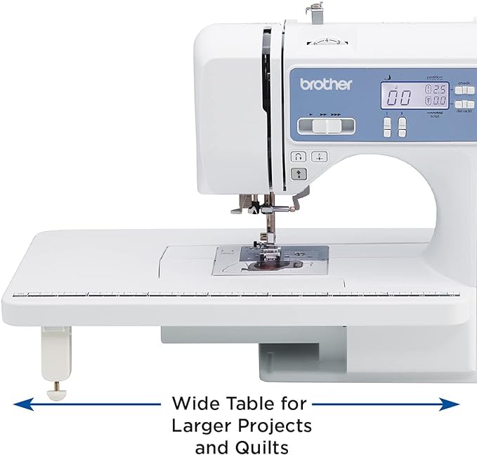Brother Sewing and Quilting Machine, Computerized, 165 Built-in Stitches, LCD Display, Wide Table, 8 Included Presser Feet, White