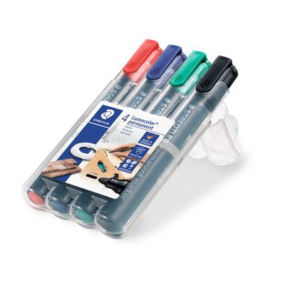 STAEDTLER LUMOCOLOR 352 - Pack de 4 marqueurs permanents - pointe ogive - couleurs assorties