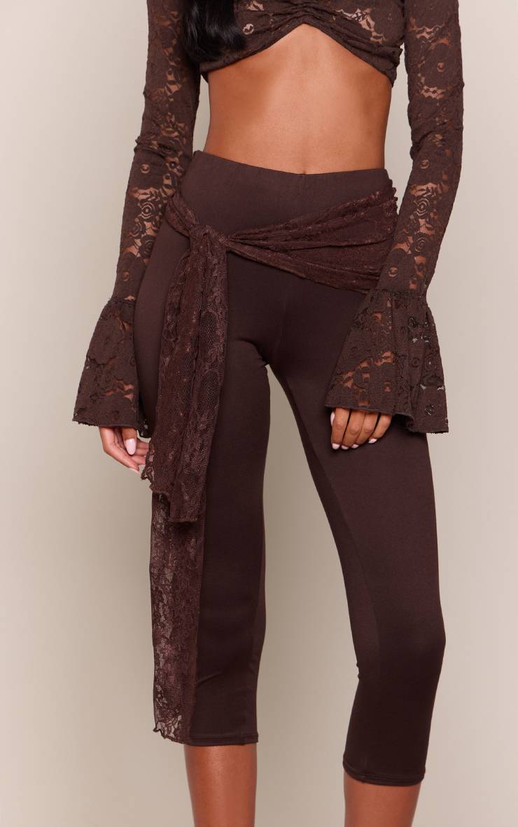 Chocolat Capri En Jersey Avec Détail De Lacet Noué - Coupe Tall