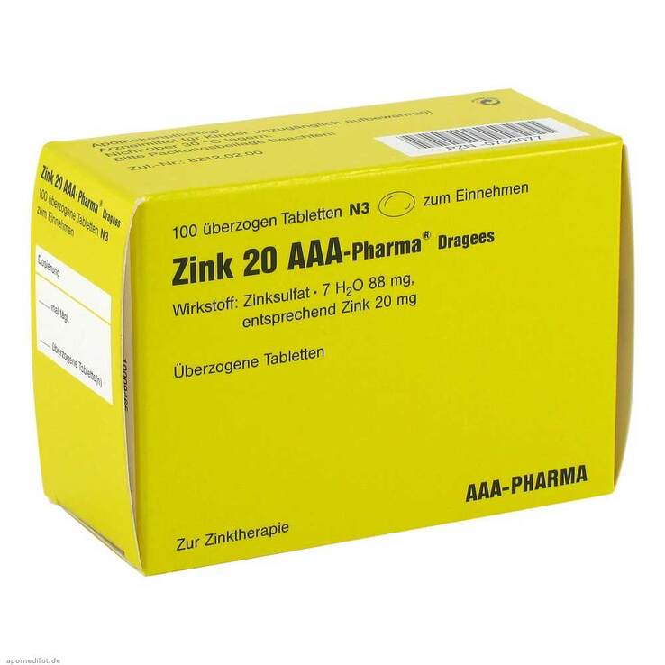 Zink 20 AAA Pharma Dragees, 100 St