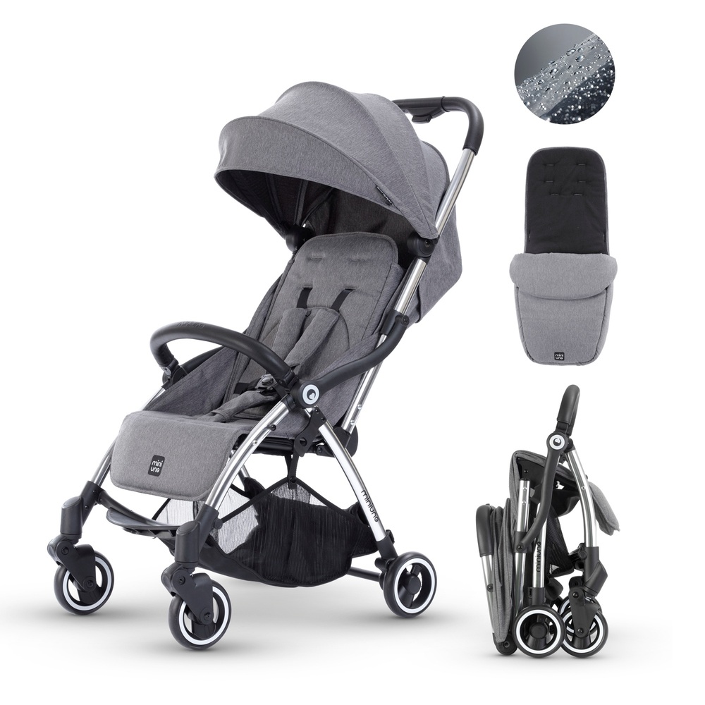 miniuno Touch Fold Kompakter Kinderwagen Grau